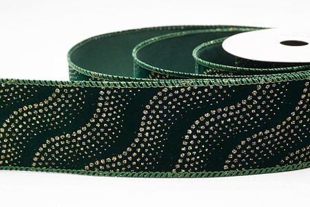 Groen lint met glitter, golf- en stippenpatroon_KW0474GC-3-127